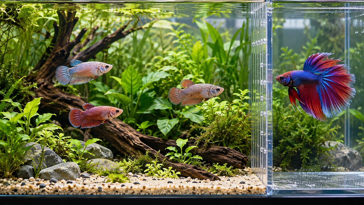 1 male betta and 3 female