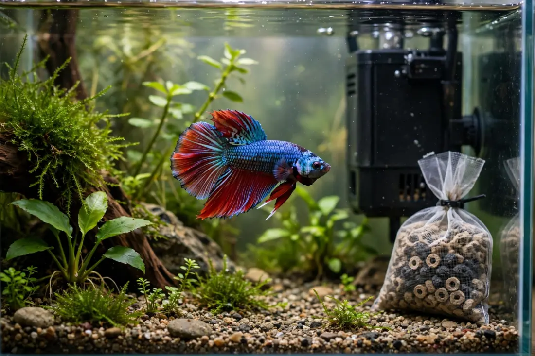 AI-generated illustrative image of aquarium filter media