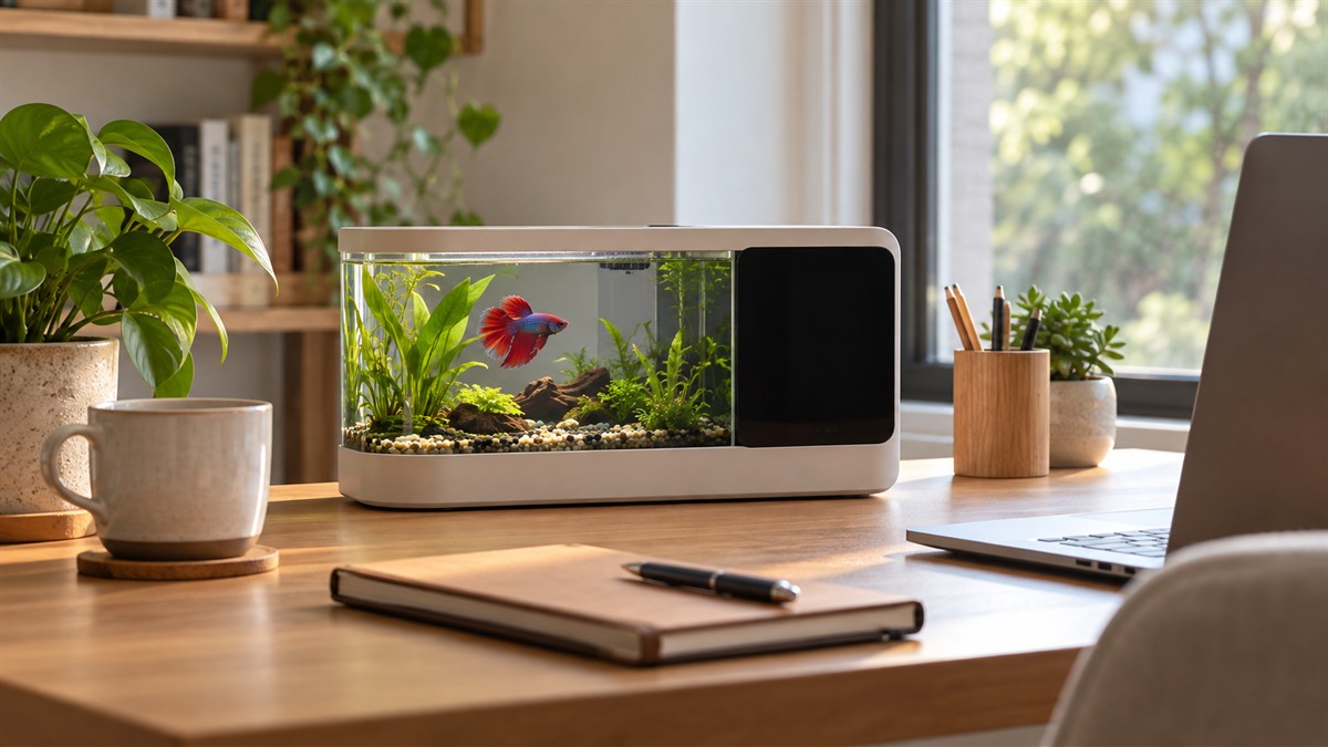 Desktop fish tank with led clock